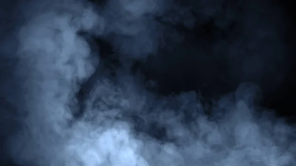 抽象的な青い煙は黒い背景に移動します。アロマセラピーの概念 — ストック写真