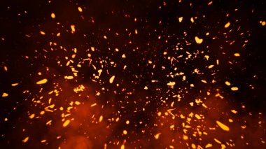 Izole arka plan üzerinde yangın parçacıkları közler ile Vintage soyut alevler. Tasarım öğesi.