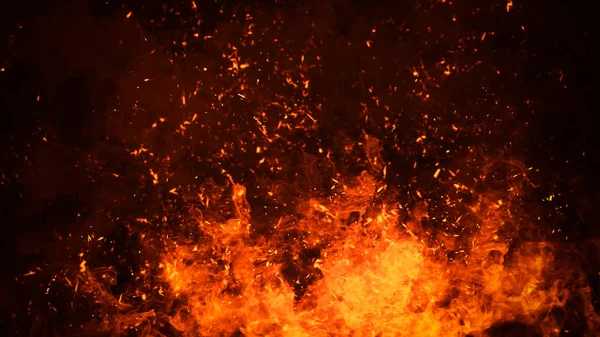 고립 된 배경에 불 입자 불씨가있는 빈티지 추상적 인 불꽃. 디자인 요소. — 스톡 사진