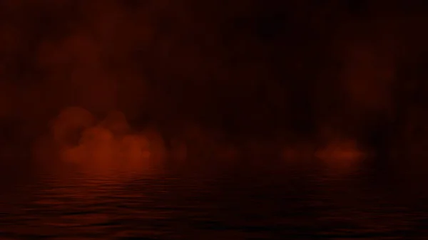 A textura da chama de fogo em chamas sobrepõe-se ao fundo isolado com reflexão de água. Elemento de projeto . — Fotografia de Stock