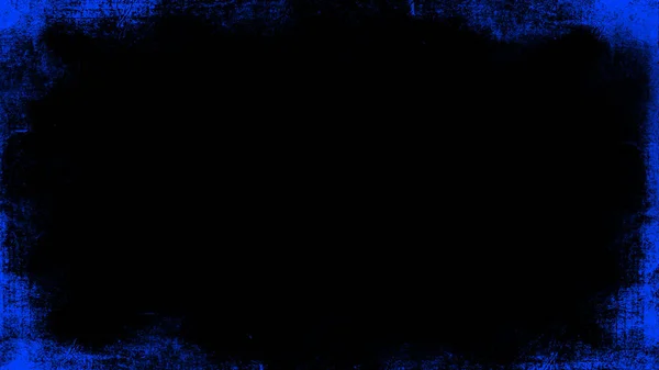 Alter blauer Rahmen auf isoliertem schwarzem Hintergrund. Grenzüberlagerungen — Stockfoto