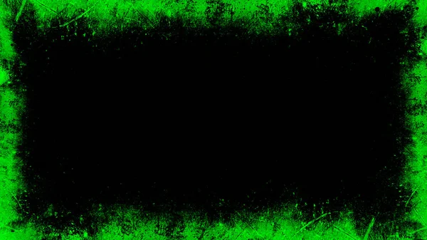 Starý zelený rám na izolované černé pozadí. Překrytí ohraničení textury. — Stock fotografie