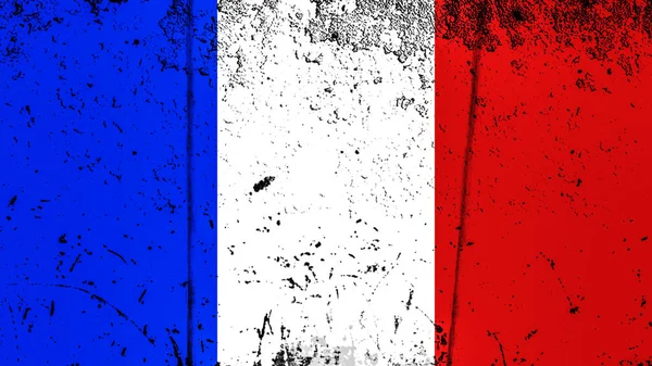Старовинний старий прапор Франції. Мистецтво текстури пофарбований Франції Національний прапор. Елемент дизайну. — стокове фото