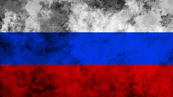 Vintage old flag of Russia. Art texture painted Russia national flag .Design Element.