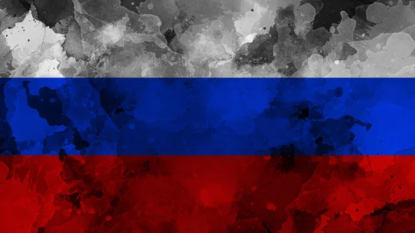 Stará Ruská vlajka Textura kresby vybarvovala národní vlajku Ruska. Prvek návrhu. — Stock fotografie