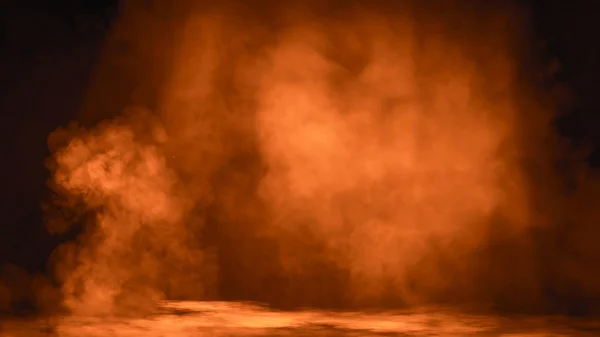 Fire Spotlight with smoke mist effect on isolated black background. Design element. — Stock Photo, Image