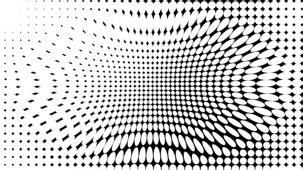 Schwarz-weiße Textur. Hypnose halbtonpsychedelische Kunst. Grafik trendiger Syntwellen-Hintergrund. — Stockfoto