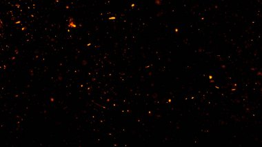 Yangın közler parçacıklar doku bindirmeleri . İzole edilmiş siyah arka plan üzerinde yanık etkisi. Tasarım dokusu.