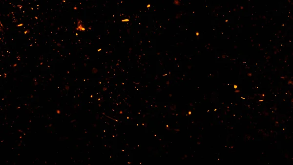 Tűz Embers részecskék textúrarétegek. Az elszigetelt fekete háttér égési hatása. Dizájn textúra. — Stock Fotó