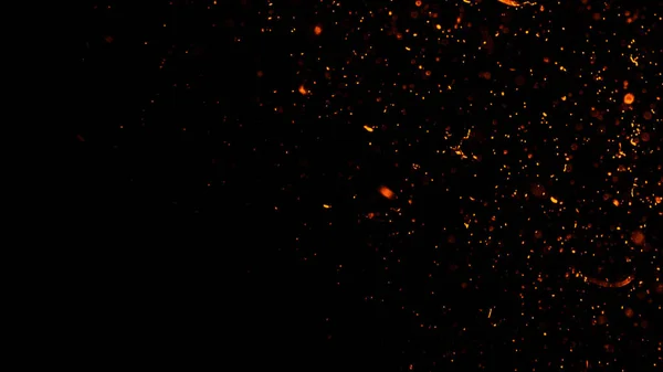 Ildglødende partiklers struktur overlapper. Brenn effekt på isolert, svart bakgrunn. Konstruksjonsstruktur . – stockfoto