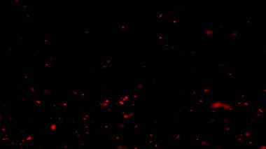 Perftect kırmızı parçacıklar arka planda közler. Soyut koyu parıltılı ateş parçacıkları doku veya doku bindirmeleri Yanar. Tasarım dokusu.