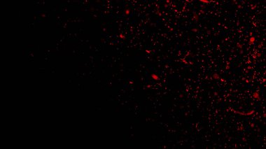 Perftect kırmızı parçacıklar arka planda közler. Soyut koyu parıltılı ateş parçacıkları doku veya doku bindirmeleri Yanar. Tasarım dokusu.