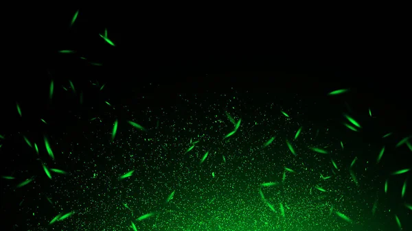 绿色颗粒闪闪发光的喷雾碎片。叠加纹理背景. — 图库照片