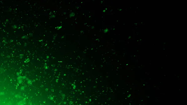 绿色颗粒闪闪发光的喷雾碎片。叠加纹理背景. — 图库照片
