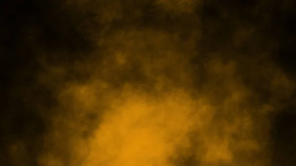 Жовтий туман і туман впливають на чорний фон. Димова текстура. Елемент дизайну — стокове фото