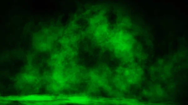 Abstrakcyjna tekstura zielony dym porusza się na czarnym tle . — Zdjęcie stockowe