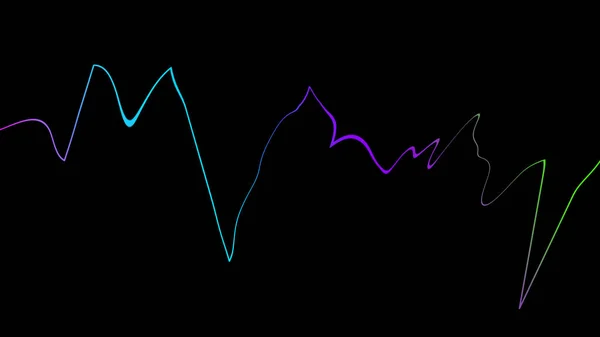 カラフルな音波線。音楽、科学、技術のための黒い背景に隔離 — ストック写真