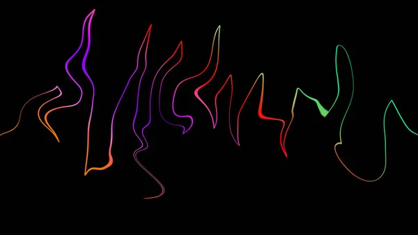 Des lignes d'ondes sonores colorées. Isolé sur fond noir pour la musique, la science ou la technologie — Photo