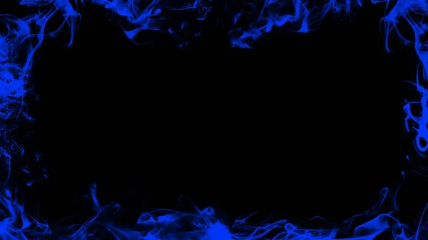 青いフレーム煙は、フィルム、テキストやスペースのためのミスティテクスチャ効果を煙。境界線テクスチャ。デザイン要素. — ストック写真