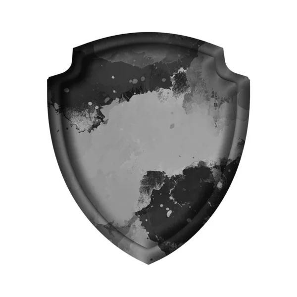 Ancient shield on isolated white background. Concept shield for game,card or app. Design element