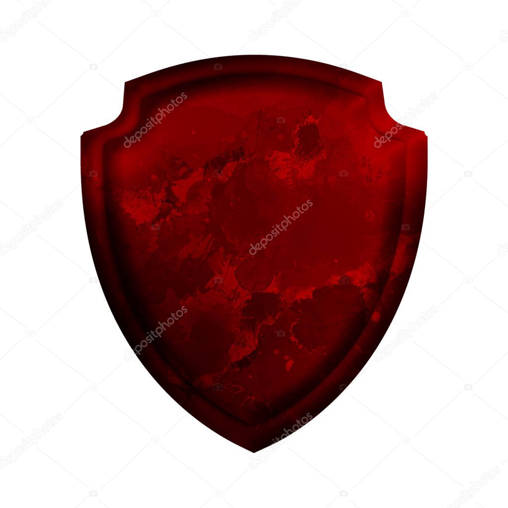 Protection red shield isolated on white background