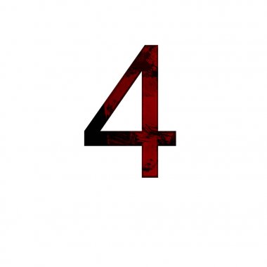 Yalıtılmış beyaz arka planda sayı 4 çizim. Soyut alfabe sembolü. Tasarım elemanı.