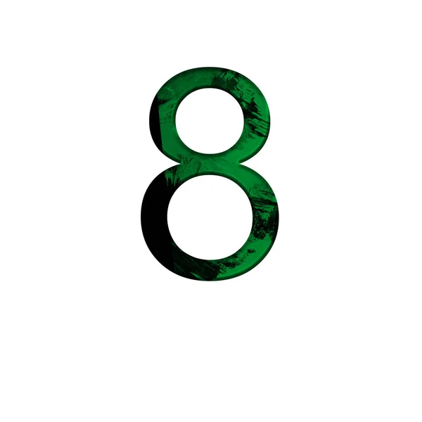 Ілюстрація No 8 на ізольованому білому тлі. Абстрактний символ зеленого алфавіту. Елемент дизайну . — стокове фото