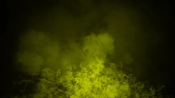 Sárga köd és a pára hatása a fekete háttér. Füst textúra — Stock Fotó