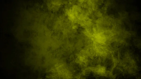 Żółta mgła i mgła efekt na czarnym tle. Dym tekstury — Zdjęcie stockowe