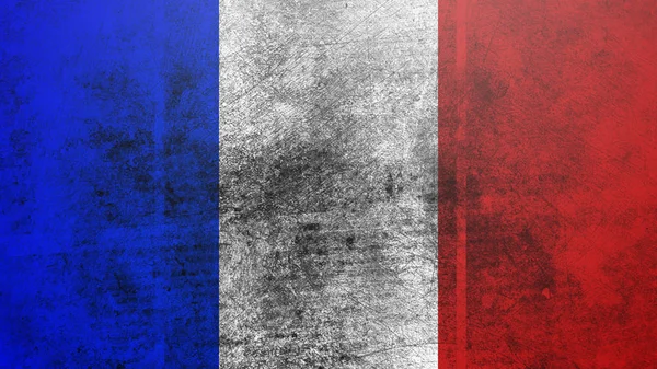 Alte Fahne von Frankreich. Kunst Textur bemalt Frankreich Nationalflagge. — Stockfoto