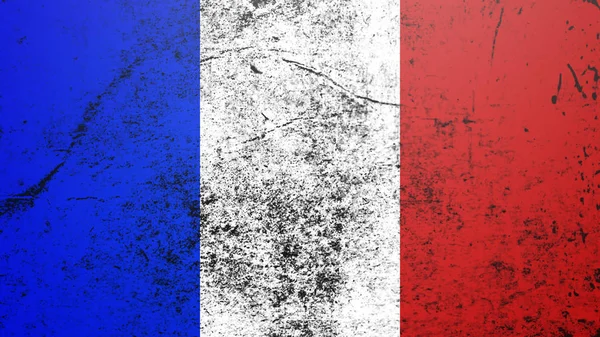 Vintage gamla flagg. Konst textur målade Frankrike flagga. — Stockfoto