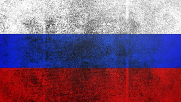 Vintage old flag of Russia. Art texture painted Russia national flag .