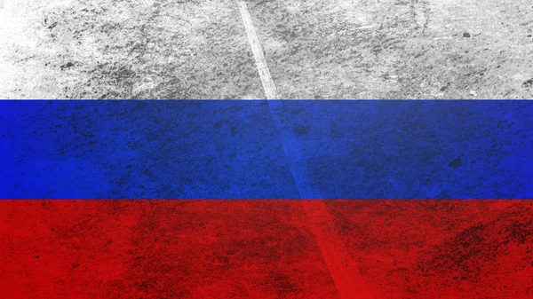 Vintage Old Flag Russia Art Texture Painted Russia National Flag — Stock Photo, Image