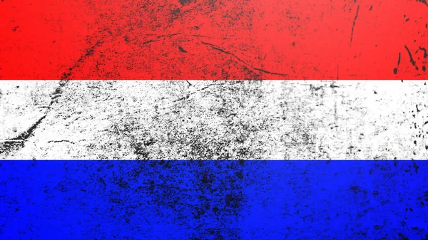 Bandeira velha vintage de Nederland. Textura da arte pintada bandeira nacional . — Fotografia de Stock