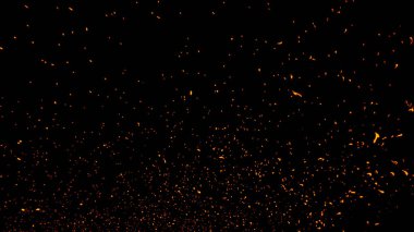 Yangın közler parçacıklar doku bindirmeleri . İzole edilmiş siyah arka plan üzerinde yanık etkisi. Tasarım dokusu.
