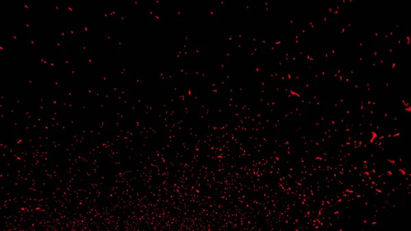 Particelle rosse effetto polvere detriti isolati su sfondo nero, polvere di movimento spruzzare scoppiare consistenza . — Foto Stock