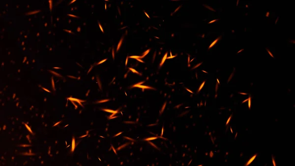 Le feu embrasse les particules texture superpositions. Effet de brûlure sur fond noir isolé. Élément de conception . — Photo