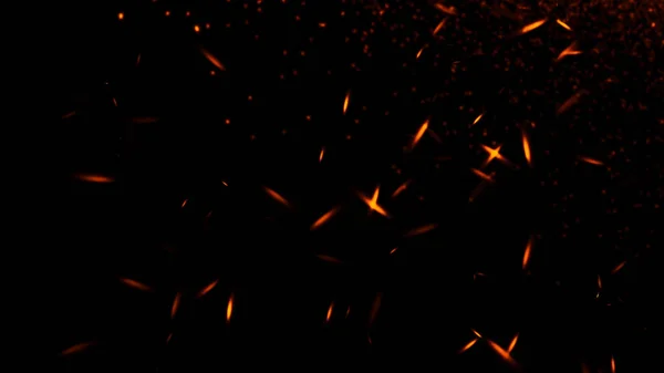 Fire embers particles texture overlays . Burn effect on isolated black background. Design element. — Stock Photo, Image