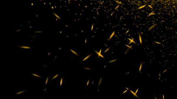 Particelle gialle detriti di polvere effetto isolato su sfondo nero, moto spruzzo di polvere scoppio. Elemento di design — Foto Stock
