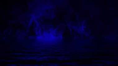 Sudaki yansıması ile duman. Mistery sis doku arka plan,