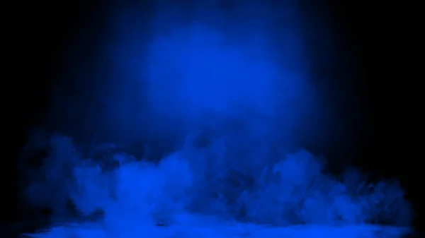 Μπλε φως του στούντιο. Σκηνή με καπνό στο φόντο του δαπέδου. Στοιχείο σχεδίασης. — Φωτογραφία Αρχείου