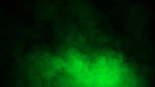 Groene mist en mist effect op zwarte achtergrond. Rook textuur. Ontwerpelement. — Stockfoto