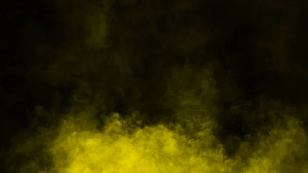 Sárga köd vagy füst izolált különleges hatást gyakorol a padlón. Sárga felhőzet, köd vagy szmog háttér. Dizájn elem. — Stock Fotó