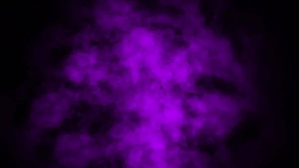 紫色雾和雾的影响，对孤立的黑色背景的文本或空间. — 图库照片