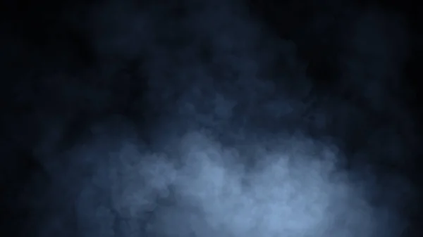 Astratto vapore di fumo blu si muove su uno sfondo nero. Il concetto di aromaterapia. Elemento di design — Foto Stock