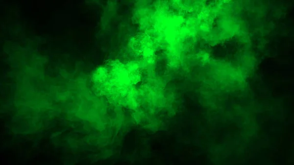 Nevoeiro verde e efeito névoa no fundo preto. Textura de fumo. Elemento de projeto . — Fotografia de Stock