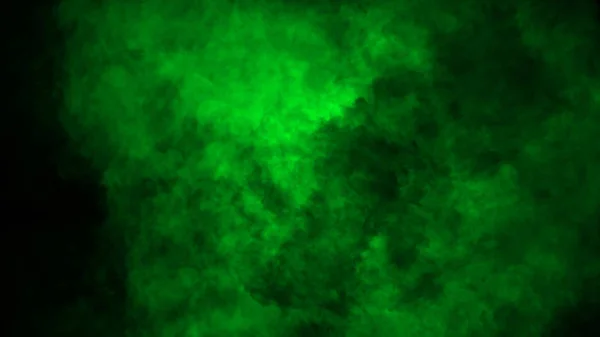 Green fog and mist effect on black background. Smoke texture. Design element.