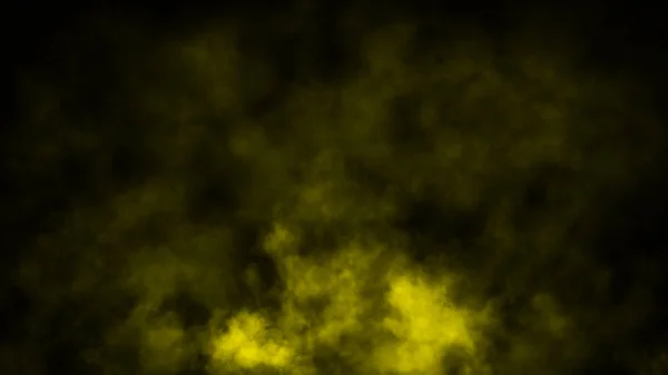 Yellow fog and mist effect on black background. Smoke texture. Design element. — Stock Photo, Image