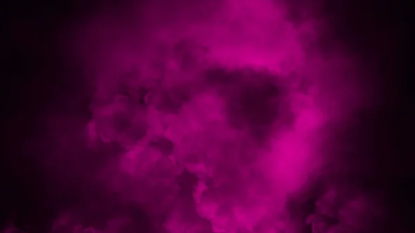 Abstracte paarse rook mist op een zwarte achtergrond. Textuur. — Stockfoto