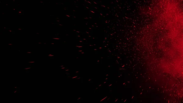 用于装饰和覆盖黑色背景的逼真的隔离红色效果。粒子的概念,火花,火焰和光。设计元素. — 图库照片